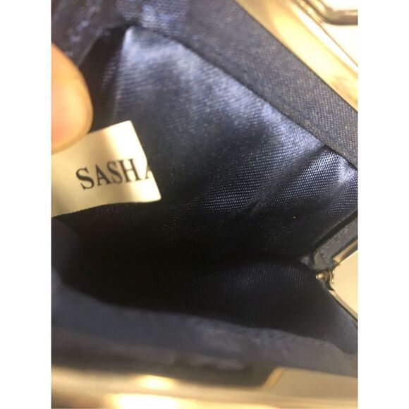 Vintage Sasha Women’s Blue and Purple Heavily Beaded Kiss Lock Evening Formal Ha - Picture 4 of 7